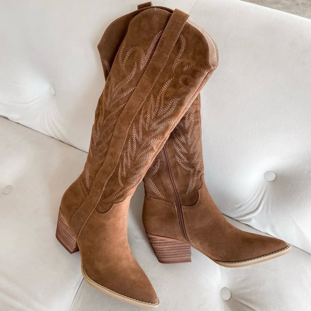 Suede Western Boots